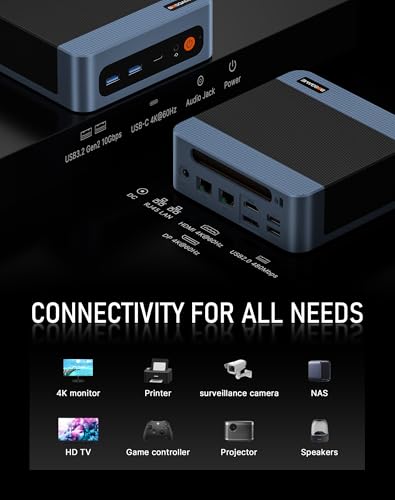 BOSGAME E5 Mini-PC Büro-Zuhause, Ryzen 5300U (übertrifft 4300U/N150, bis zu 3,8 GHz), 8 GB DDR4 RAM, 256GB SSD, Mini-Desktop-PC, 4K Triple Display, Dual 2,5G LAN, WiFi 5, BT5.0, Mini-Computer