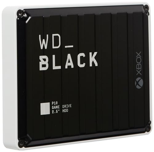 WD_BLACK P10 Game Drive Mechanische Festplatte for Xbox 5 TB (1 Monat Xbox Game Pass Ultimate, Übertragungsgeschwindigkeiten bis 130 MB/s, für Xbox) Schwarz mit weißem Rand