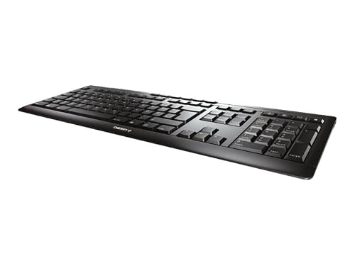 CHERRY Stream Keyboard Wireless, Kabellose Tastatur, Deutsch, Schwarz | QWERTZ-Layout, Verbindung über 2,4 GHz Funk mit USB-Dongle, Plug & Play, Leise Tasten, Flaches Design, Batteriebetrieben