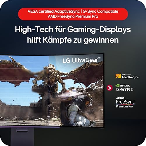 LG Ultragear™ 45GS95QX-B.AEU (45 Zoll) 21:9 Curved 800R WQHD OLED Gaming-Monitor, 240Hz, AMD FreeSync™ Premium Pro, DisplayHDR™ True Black 400, 2X HDMI 2.1, Grau