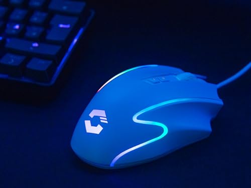 Speedlink DECUS NX - RGB Gaming Maus mit Kabel, bis 12800dpi, Programmierbar, Dauerfeuer Taste, USB kabelgebunden ummantelt, 1000Hz Pollingrate, weiß