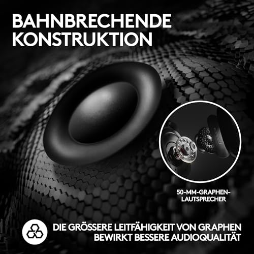 Logitech G PRO X 2 Lightspeed Wireless Gaming-PC-Headset, Schwarz | Abnehmbares Mic, 50mm-graphentreiber, DTS:X 2.0–7.1 surround, Bluetooth/USB/3,5-mm-aux, PC-Headset, PS5, PS4, Nintendo Switch