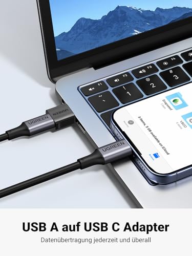 UGREEN 10Gbps USB C Adapter auf USB, USB C Buchse zu A Stecker(3er Pack) | USB A auf USB C Adapter kompatibel mit iPhone 17 Serie, iPad Air/Pro, Galaxy S26/S25 Serie, Kartenleser, SSD, Laptop, PC usw