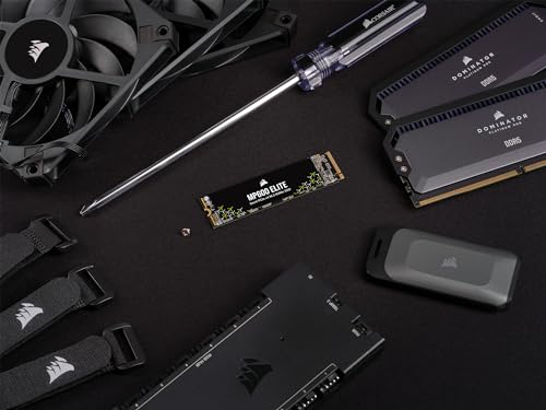 CORSAIR MP600 ELITE 2TB M.2 PCIe Gen4 x4 NVMe SSD - M.2 2280 - Bis zu 7.000MB/Sek. Sequentielles Lesen - High-Density 3D TLC NAND - Schwarz