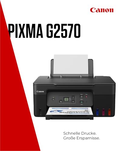 Canon PIXMA G2570 MegaTank 3in1 Multifunktionsgerät Große nachfüllbare Tintenbehälter DIN A4 (Scanner, Kopierer, Drucker, Farbtintenstrahldrucker, USB, LC Display), schwarz/grau