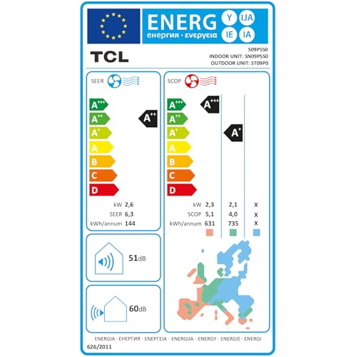TCL Multisplit Klimaanlage Wandgerät 4 x 2,6 kW 9000 BTU + 32000 BTU Außeneinheit App + Fernbedienung für Räume bis zu je 30m²
