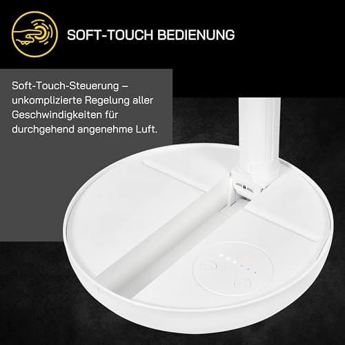 GUTFELS Tischventilator VENTI 3030 R, 17 cm Ø, nutzbar als Powerbank, USB Ventilator mit 10.000 mAh Akku, Touchbedienung, 4 Geschwindigkeiten, bis 100 cm Höhe