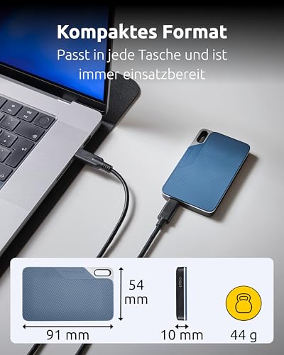 Intenso TX100 500GB - Externe SSD USB 3.2 Gen 1x1 Tragbare Festplatte | Bis zu 500 MB/s Lesegeschwindigkeit - Kompakter Speicher fuer PC, Laptop, Mac, PS5 & Xbox - Robust und Stossfest