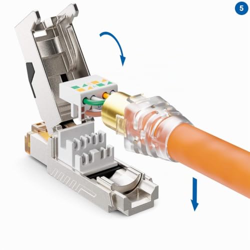 deleyCON RJ45 Stecker 10 Gbit/s werkzeuglos LSA CAT6a-CAT8 PoE, 1 Stück