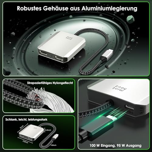 Minthouz USB C auf HDMI Adapter 4k@60hz, Dual HDMI Splitter 95W PD | 3 in 1 Multiport Adapter für MacBook Chromebook Dell HPPixel/Lenovo/Surface//LG/iPad/Laptop/TV(MST nur für Windows)