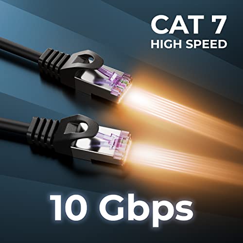 deleyCON 0,5m CAT7 Netzwerkkabel RJ45 10 Gigabit, 5 Stück - Schwarz