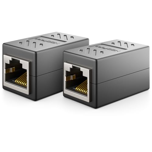 deleyCON RJ45 Kupplung 1000 Mbit Gigabit LAN Adapter, 2 Stück - Schwarz | LAN Kabel Verlängerung, Netzwerkkabel Verbinder, kompatibel zu Cat8, Cat7, Cat6, Cat5, Patchkabel, DSL POE, 2x RJ45 Buchse