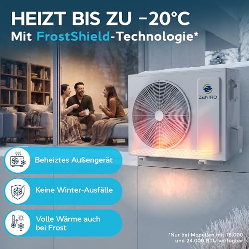 ZENIRO Split Klimaanlage 24000 BTU Set - TURBO Cooling - mit Ionisator & WiFi/App-Funktion Klimagerät Kühlen A++/Heizen A+ 7,1kW Sehr Leise - Fernbedienung, Timerfunktion - Montagematerial