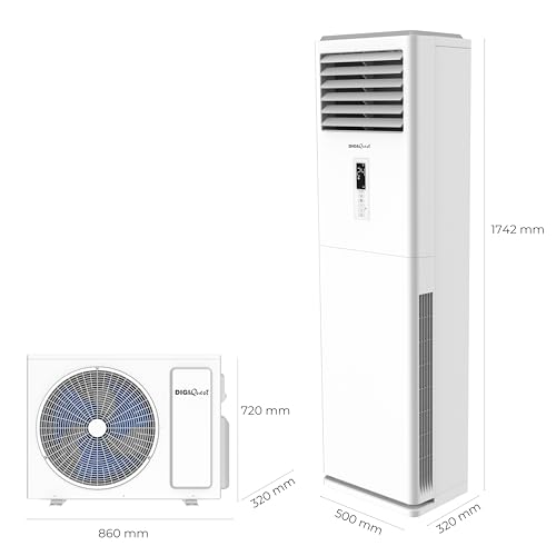 DIGIQUEST Säulenklimaanlage 24000BTU Inverter V5 | integriertes WiFi | R32 | A++ Kühlung/A+++ Heizung | I Feel | 3D-Luftstrom | Turbo | Nacht | SEER 6,1 | SCOP 5,1 | CLIMA00074