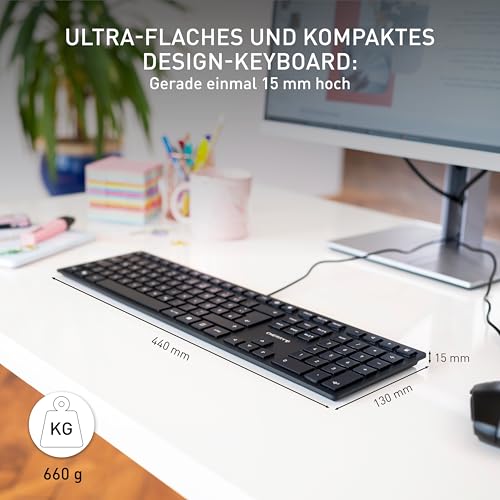 CHERRY KC 6000 Slim, Ultraflache Design-Tastatur, Deutsch QWERTZ, Schwarz