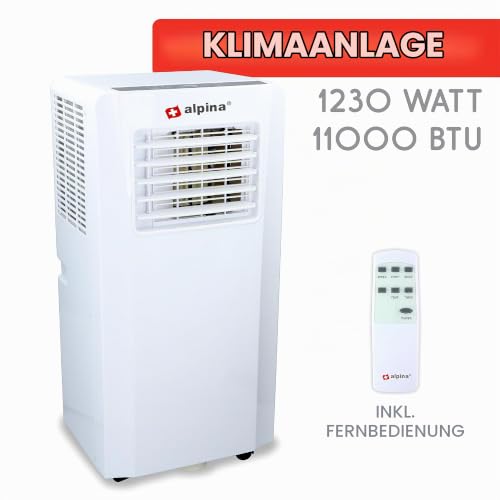 Alpina Mobiles Klimaanlage A007G - Luftentfeuchter - Luftreiniger - Ventilator - 11000 BTU - Timer - Fernbedienung