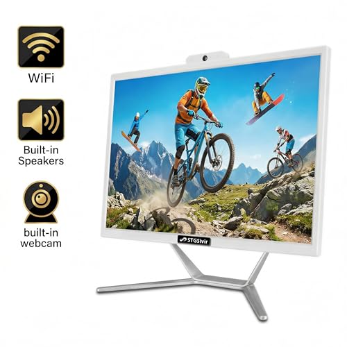 STGSivir All in One PC, 21.5" FHD Display, Core i5, 16G RAM, 1T SSD | PC All in One, WLAN, BT 5.0, Webcam, Windows 11 Pro, Weiß AIO PC für Zuhause & Büro