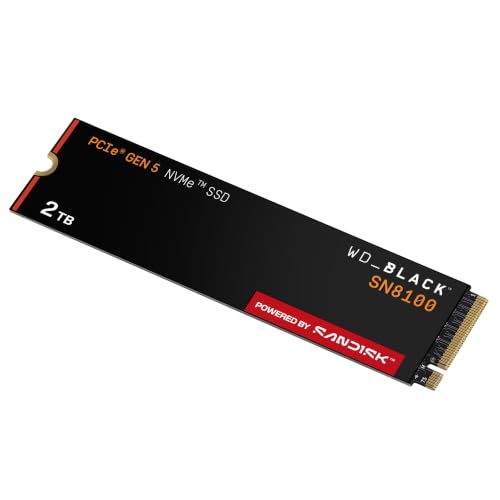 WD_Black SN8100 2 TB PCIe 5.0x4 NVMe M.2 SSD (Lesegeschwindigkeiten von bis zu 14.900 MB/s, Schreibgeschwindigkeiten von bis zu 14.000 MB/s, TLC 3D CBA NAND) - Powered BY SANDISK