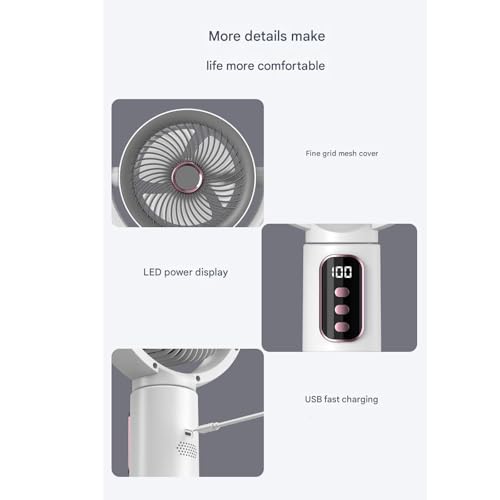 CAZSTYK Batteriebetriebener Bodenventilator, 5 Windmodi, 4000 mAh, hohe Kapazität, tragbar, Stehtextur, für Zuhause, wiederaufladbar