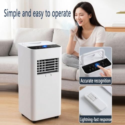 Tragbare Klimaanlage 7000 BTU, schnelle Kühlung für Räume bis zu 300 m², leiser 30dB Schlafmodus, Luftentfeuchter, 24H Timer, Lüftermodus für Zuhause und Büro