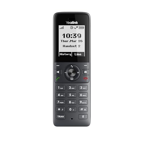 Yealink Bluetooth, WLAN, 10 Konten, Hochleistungs-SIP, 35 Stunden Sprechzeit, Dect-Telefon, IP-Telefon, Bildschirmgröße 1,8 Zoll, Schwarz