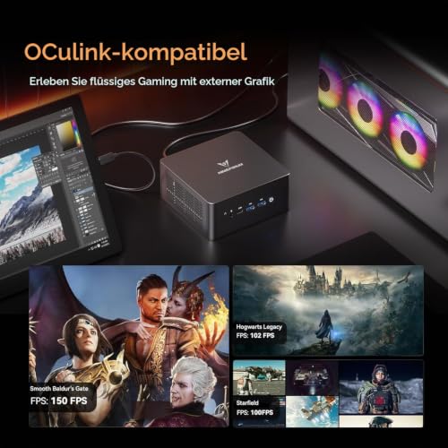 MINIS FORUM UM890 Pro Mini PC, AMD Ryzen 9 8945HS AI Processor (8C/16T, up to 5.2GHz), Radeon 780M, 32GB DDR5, 1TB PCIe 4.0 SSD, USB4, HDMI 2.1, DP 1.4, OCuLink, Dual 2.5G LAN, Wi-Fi 6E, BT 5.2