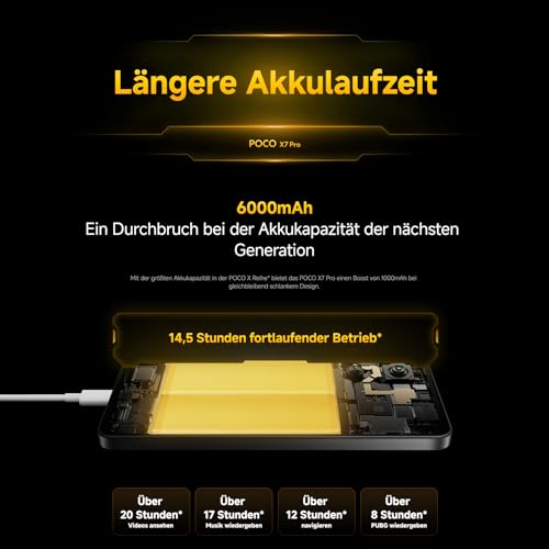 XIAOMI Poco X7 Pro Smartphone, 12+512GB, 6000mAh Akku, 50MP Kamera, Schwarz | 50MP Hauptkamera mit OIS, 90W HyperCharge, IP68, KI-Funktionen (Ladegerät nicht enthalten)