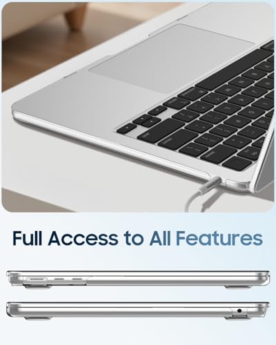 Fintie Hülle Kompatibel mit MacBook Air 13,6 Zoll M5 M4 M3 M2, Transparent | A3449 A3240 A3113 A2681 (2026-2022), Ultradünne Hartschale Schutzhülle Snap Cover