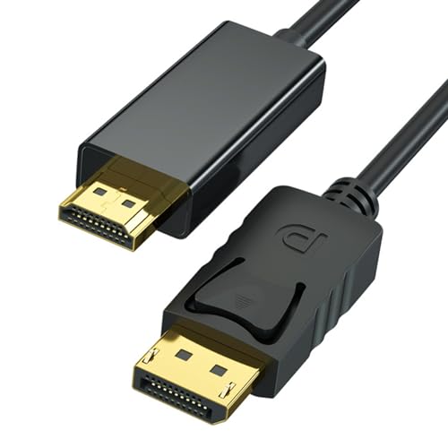DisplayPort auf HDMI Kabel 1,8 m, 4K DP zu HDMI Kabeladapter, Unidirektionales DP 1.2 zu HDMI 1.4 Kabel, Kompatibel mit PC, TV, Monitor, Projektor, Laptop, Dell, HP und Mehr
