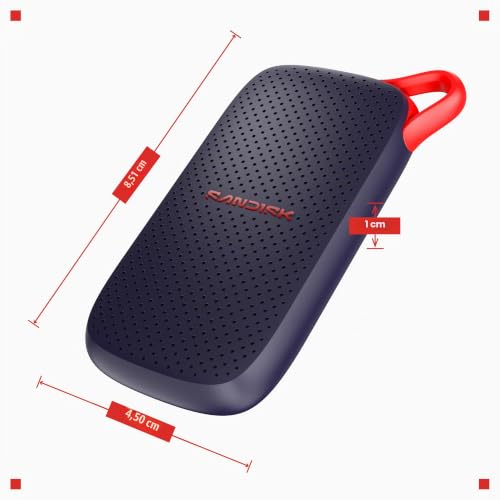 SanDisk Portable SSD 500 GB (USB Type-C, mit Laptops und Tablets kompatibel, bis zu 1.000 MB/s, Taschenformat, bis zu 2 Meter Fallschutz)