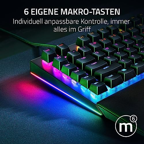 Razer BlackWidow V4 - Mechanische Gaming-Tastatur Chroma RGB (Mechanische Yellow Switches, 6 eigene Makro-Tasten, Doubleshot-ABS-Tastenkappen) QWERTZ DE-Layout | Schwarz