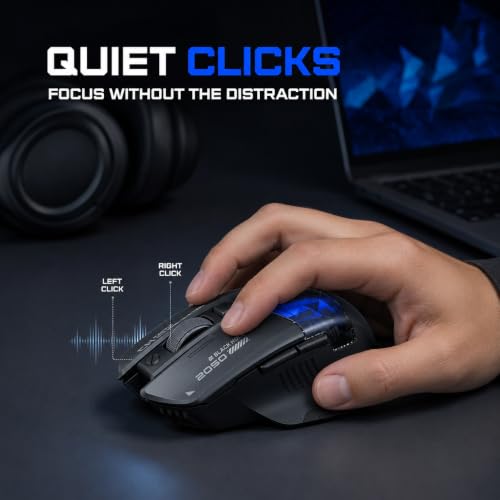 inphic A9 Explorer V2 Kabellose Gaming‑Maus, 12800 DPI leise | Tri‑Modus 2,4G / USB‑C‑Kabel / Bluetooth, wiederaufladbar, RGB‑Beleuchtung, sichtbare Akku‑Anzeige für Laptop, PC, Computer
