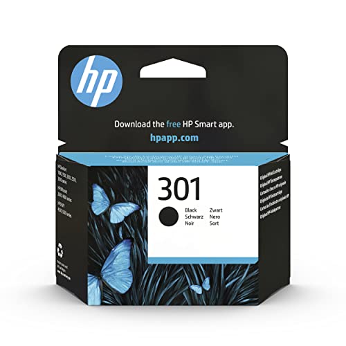 HP 301 Schwarz, Original Druckerpatrone | Tinte für HP DeskJet 1000, 1500, 2000, 2500, 3000, HP OfficeJet 2600, 4600, HP ENVY 4500, 5500, ~170 Seiten (CH561EE)