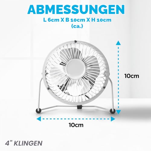 Status USBWHWFAN1PKB4 Tischventilator | 10,2 cm tragbarer Mini-Ventilator | Single Speed kleiner Ventilator | Weiß