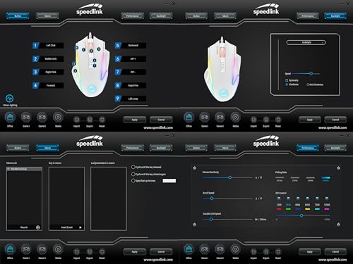 Speedlink DECUS NX - RGB Gaming Maus mit Kabel, bis 12800dpi, Programmierbar, Dauerfeuer Taste, USB kabelgebunden ummantelt, 1000Hz Pollingrate, weiß