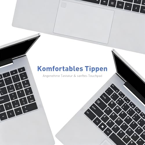 Auusda Notebook 15,6 Zoll, 16GB RAM, 512GB SSD, Fingerabdrucksensor, beleuchtete Tastatur, Ziffernblock, leicht für Schule & Büro