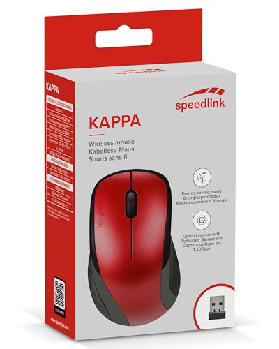 Speedlink KAPPA Mouse wireless - leichte USB Maus kabellos, 2.4G Empfänger | 1200dpi, mit 2.4GHz USB-Empfänger, Funkmaus ohne Kabel für PC, Laptop, Notebook und Computer, Büro, Office, rot