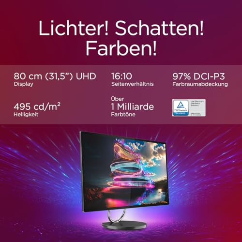 Lenovo Yoga All in One PC | 31.5" UHD Display | Intel Core Ultra 7 258V | 32GB RAM | 1TB SSD | NVIDIA GeForce RTX 4050 | Windows 11 Pro | QWERTZ | grau | inkl. Tastatur & Maus | 2 Jahre Premium Care