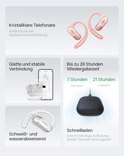 SHOKZ OpenFit Air Open-Ear-Kopfhörer mit Air-Ohrbügel, 8,7g leicht, Schwarz