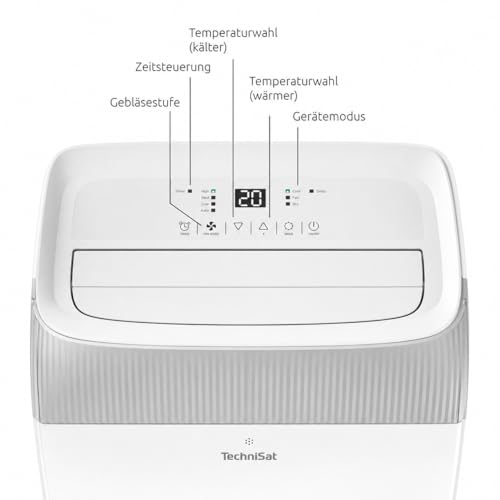 TechniSat TECHNIPOLAR 3 - mobiles Klimagerät mit Abluftschlauch, Weiß | bis 30 qm Raumgröße, 10000 BTU/h Kühlleistung, Luftentfeuchter, Ventilator, Timer, Fernbedienung, Fensterkitt, max. 64 dB