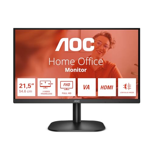 AOC 22B2H 22 zoll FHD Monitor, 75Hz, VA Panel, 6.5ms GtG, Adaptive Sync, (1920x1080 HDMI 1x 1.4)Schwarz