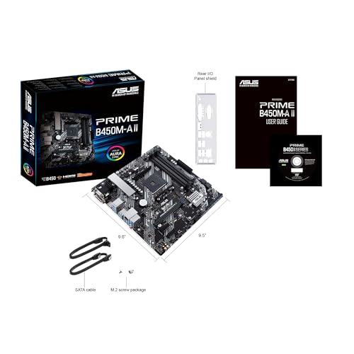 Asus Prime B450M-A II Mainboard Sockel AM4 | mATX, AMD Ryzen, DDR4-Speicher, M.2, SATA 6Gbit/s, USB 3.1 Gen 2 Typ-A. Aura Sync