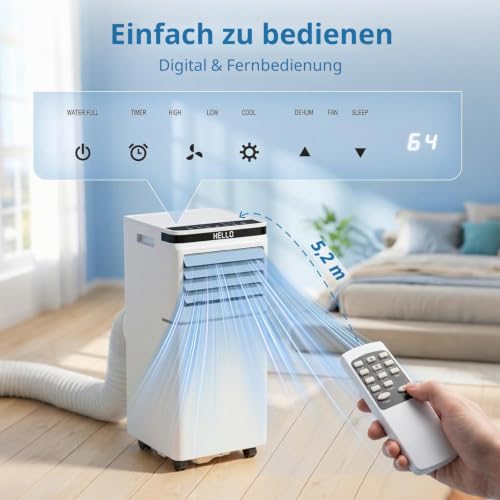 Antarctic Star - Mobile Klimaanlage 10000 BTU (ASHRAE), Fernbedienung, Ventilatormodus, erfrischt 350 m2 24 Stunden Timer, leiser Betrieb, Fensterventilator, 2