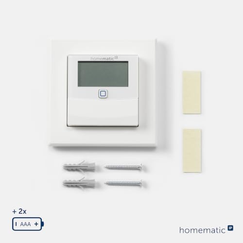 Homematic IP Temperatur- und Luftfeuchtigkeitssensor mit Display – innen | Smart Home, steuert Heizkörper/Fußbodenheizung per App, Alexa, Google Home, Temperaturmessung, Energie sparen, 150180A0