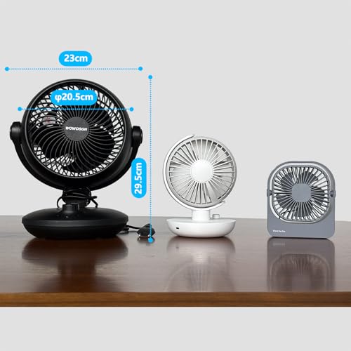 WOWDSGN Ventilator Leise, Tischventilator 24dB, Leistungsstarker 3D Turbo-Luftzirkulator - 100° & 80° Oszillation - 3 Geschwindigkeitsstufen für Schlafzimmer Wohnzimmer Büro Küchen - Schwarz