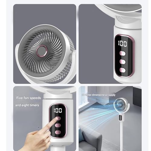 CAZSTYK Batteriebetriebener Bodenventilator, 5 Windmodi, 4000 mAh, hohe Kapazität, tragbar, Stehtextur, für Zuhause, wiederaufladbar