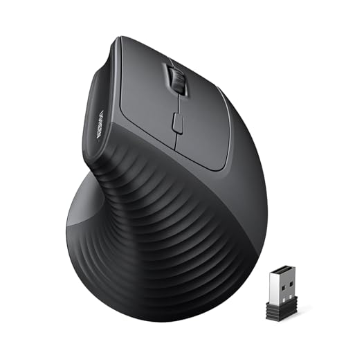 UGREEN Vertikale Ergonomische Maus Bluetooth & 2.4G Maus kabellos | Leise Wireless Mouse Bluetooth Maus für Windows/MacOS , 1000/1600/2000/4000 DPI, 6 Tasten