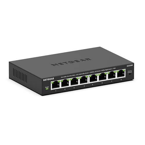 NETGEAR LAN Switch 8 Port, Managed Gigabit Netzwerk Switch GS308E