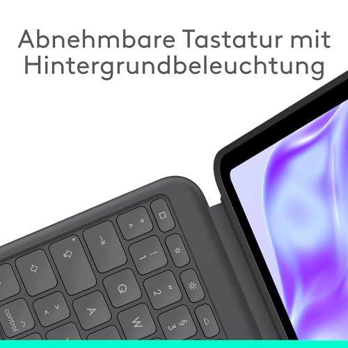 Logitech Combo Touch für iPad Pro 13 Zoll (M4 und M5) (2024 und 2025) | Abnehmbare Tastatur mit Hintergrundbeleuchtung, Halterung, Multi-Use-Modus, DEU QWERTZ-Graphit Tastatur-Case