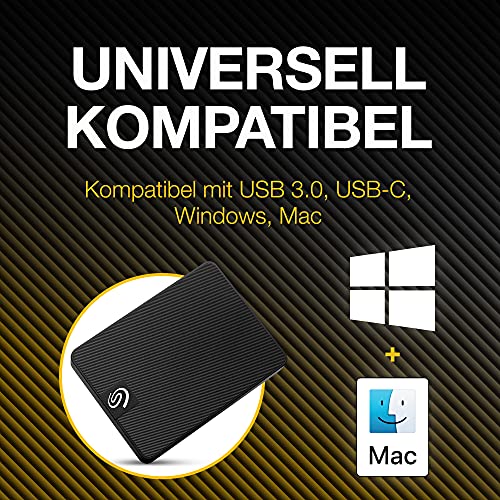 Seagate Expansion SSD 2TB, externe SSD, 2.5", USB C/3.0, PC Mac iPad & iPhone, 1000MB/s, Data Rescue Service (STLH2000400)